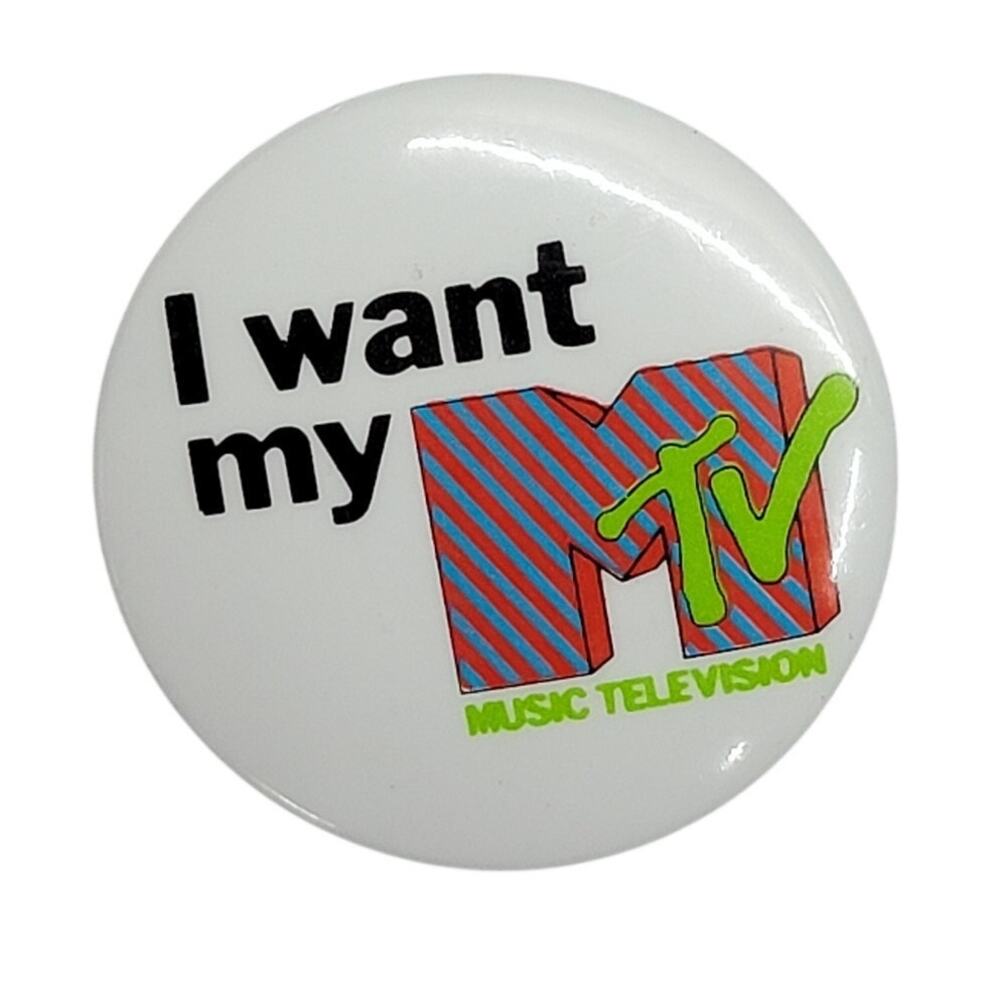 Vintage 1982 I Want My MTV Music Television Promo Pinback Button Pin WASEC